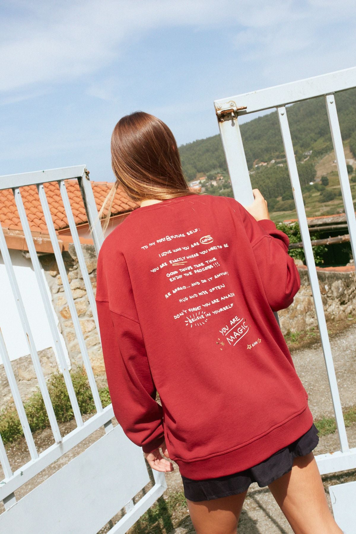 SUDADERA TEEN CARTA GRANATE