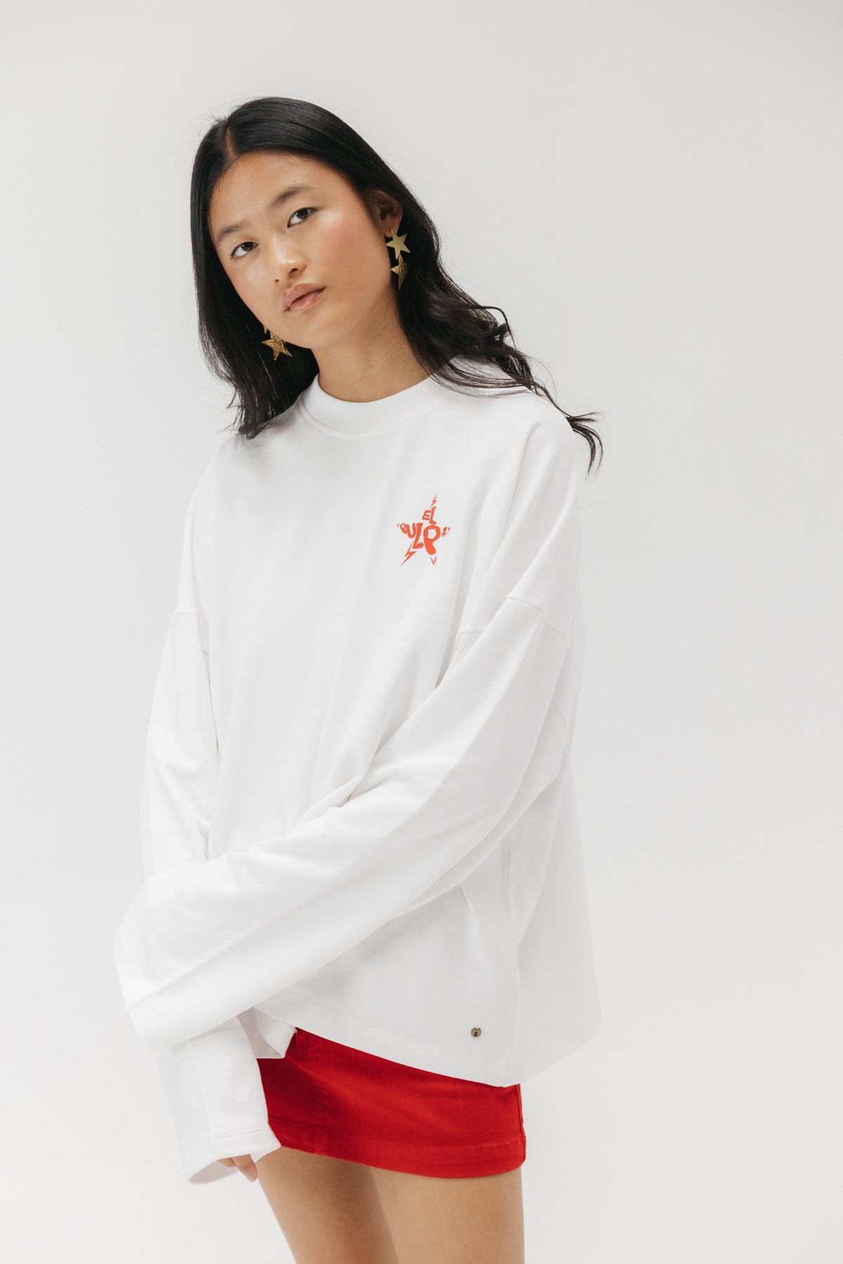 SUDADERA TEEN ESTAMPADO CITY OF STARS BLANCO PURO