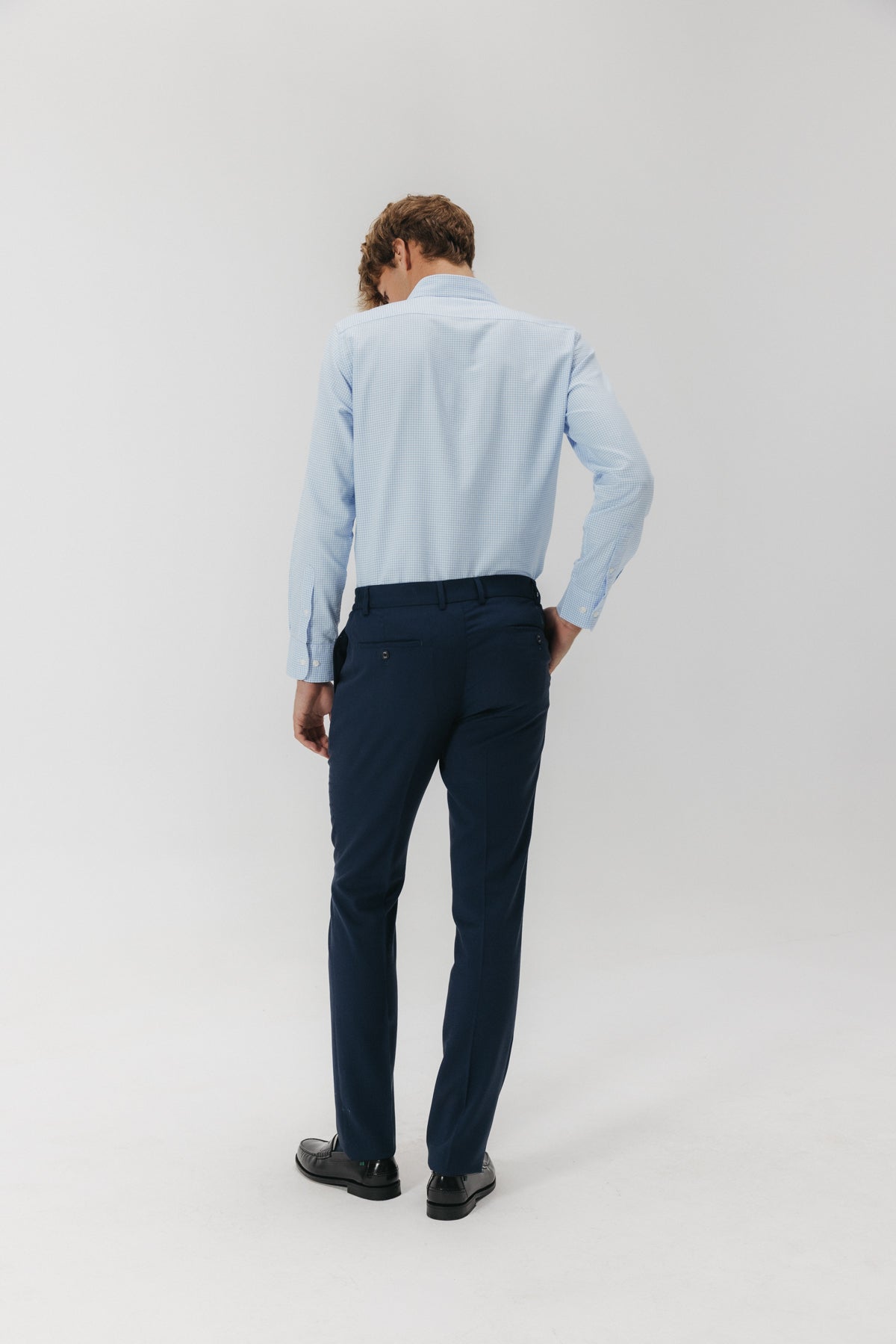 Traje microdibujo azul marino