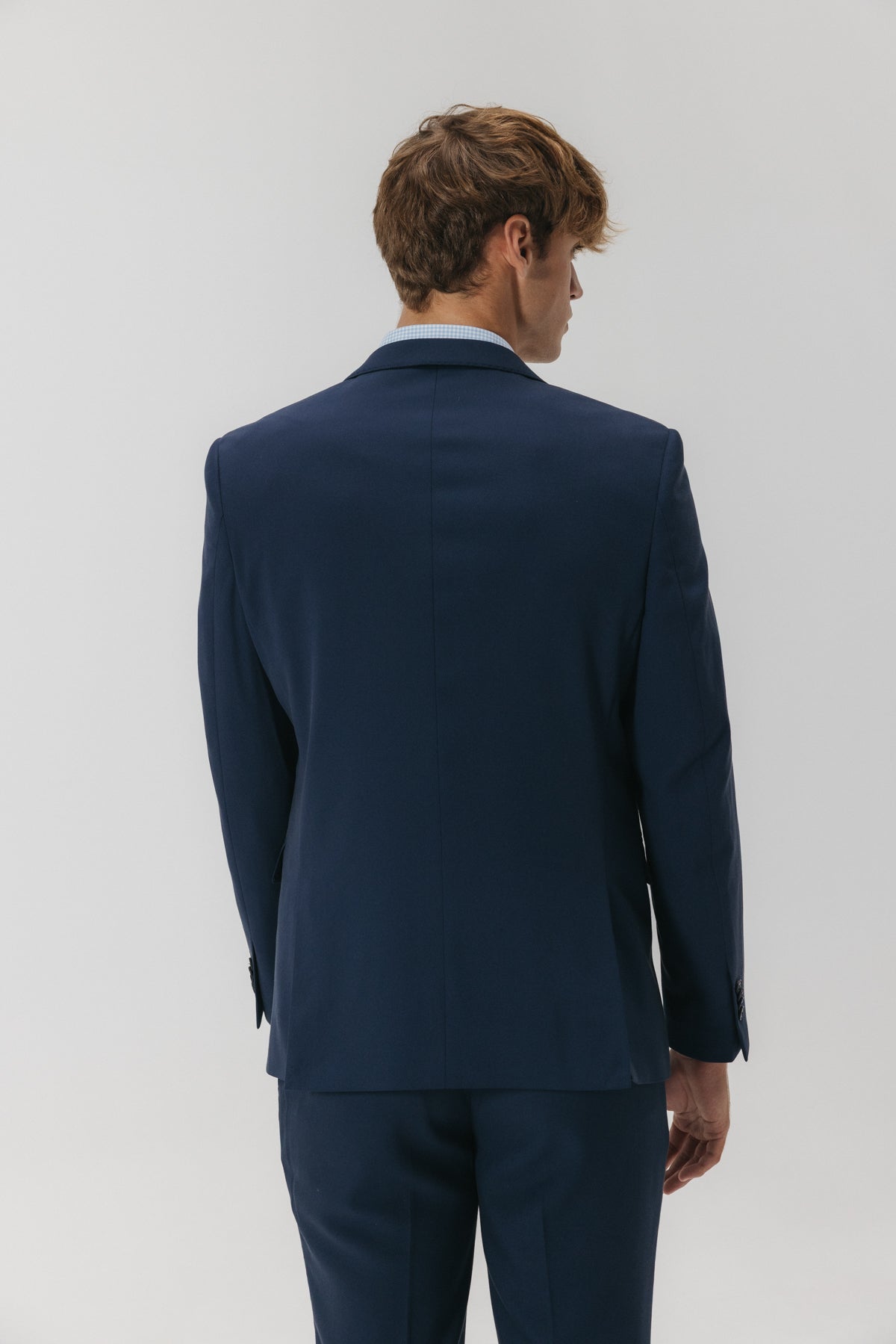 Traje microdibujo azul marino