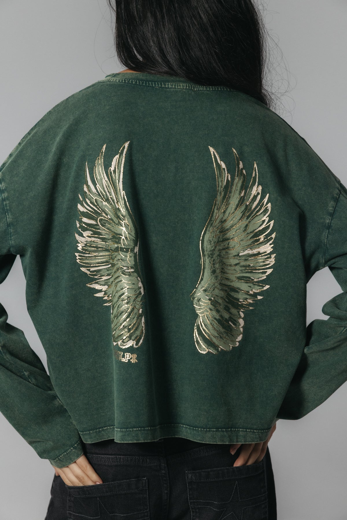 Camiseta teen alas verde militar