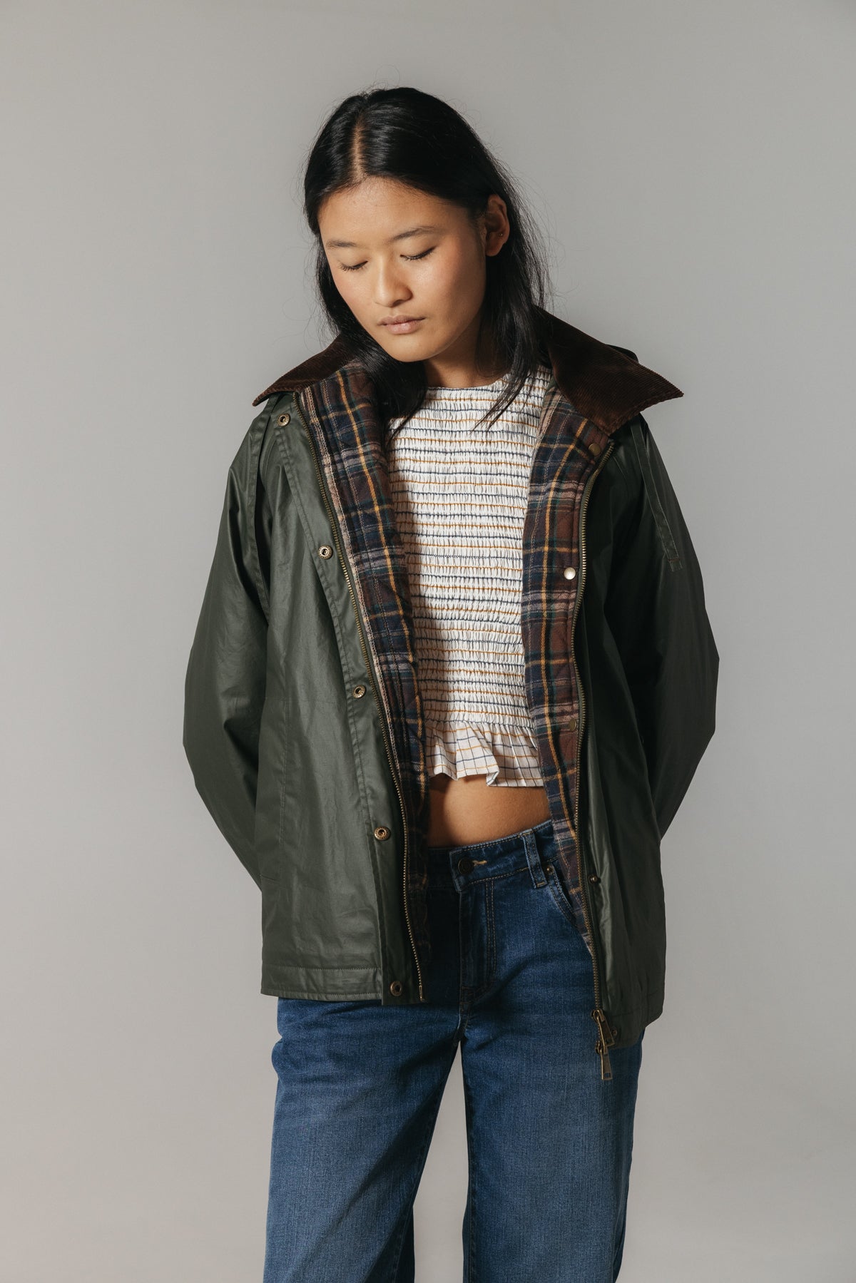 CHAQUETA TEEN ENCERADA NEW VERDE MILITAR