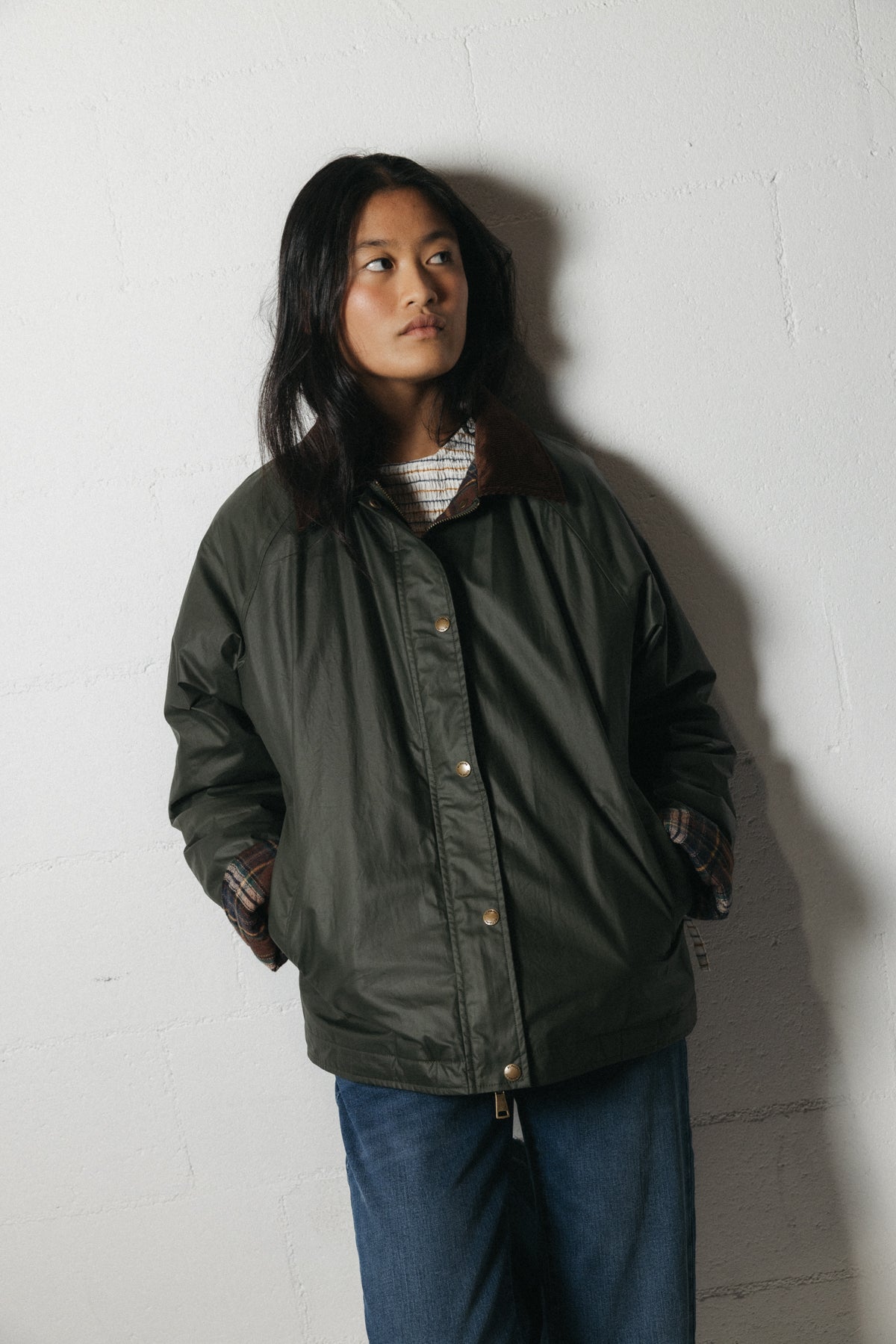 CHAQUETA TEEN ENCERADA NEW VERDE MILITAR