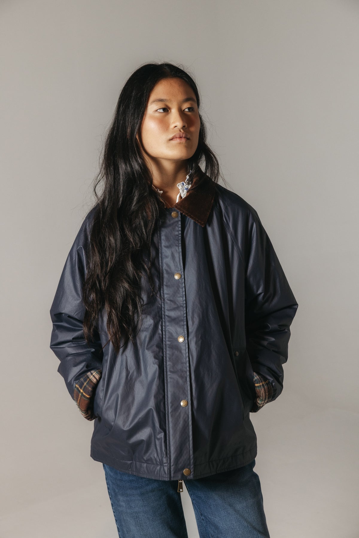 CHAQUETA TEEN ENCERADA NEW AZUL MARINO