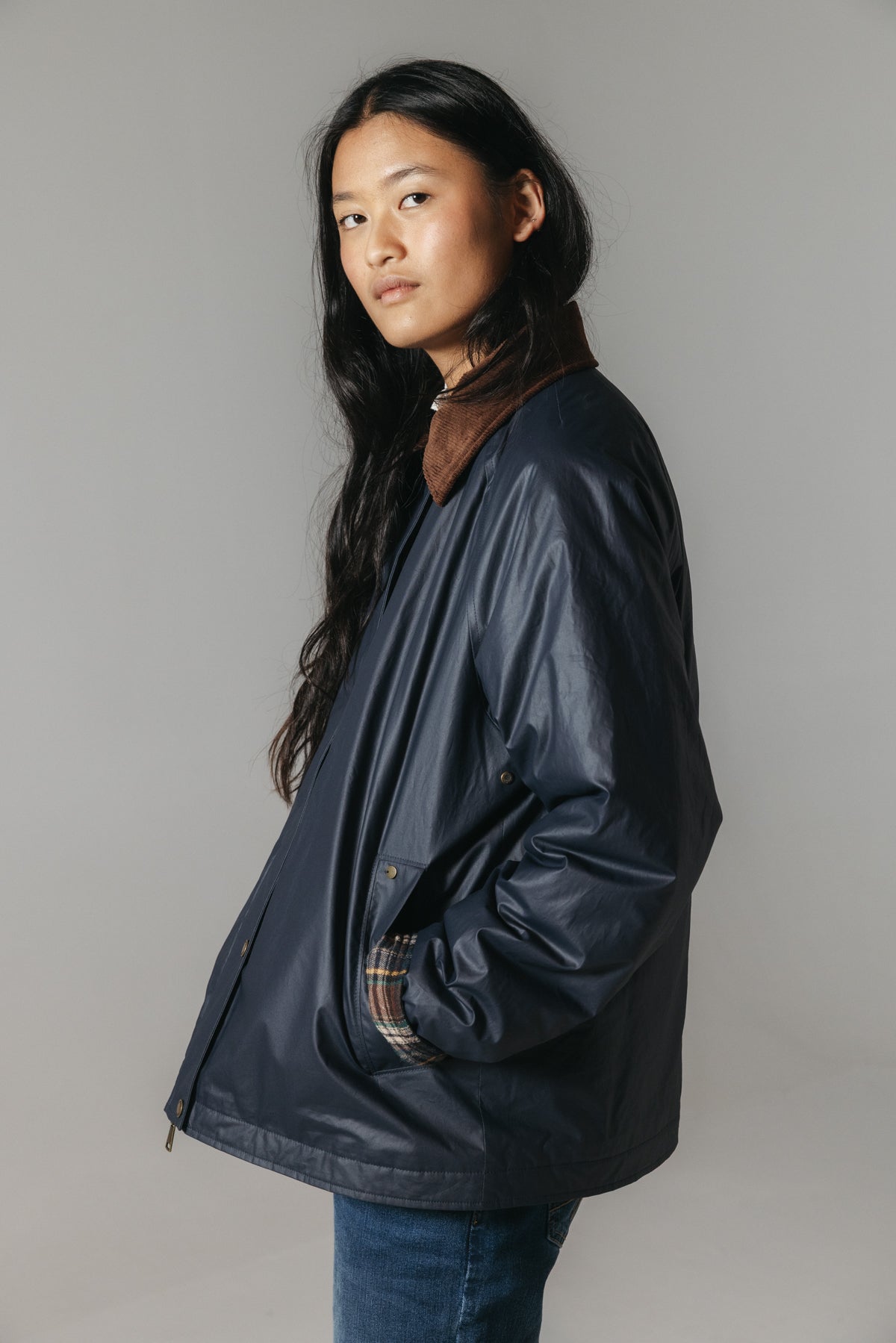 CHAQUETA TEEN ENCERADA NEW AZUL MARINO