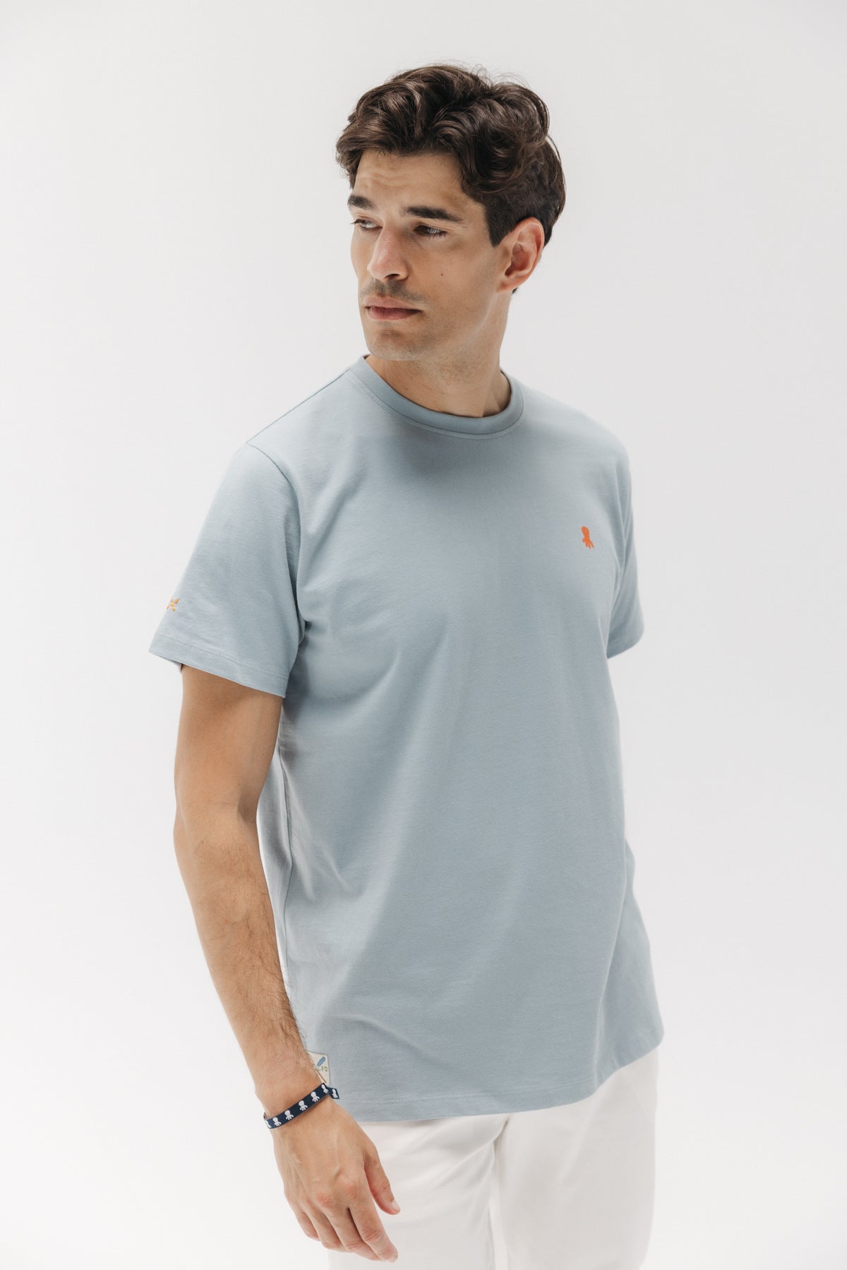 T-SHIRT ESTAMPADA SOUND LIKE GOOD MEMORIES EM CINZA-AZUL