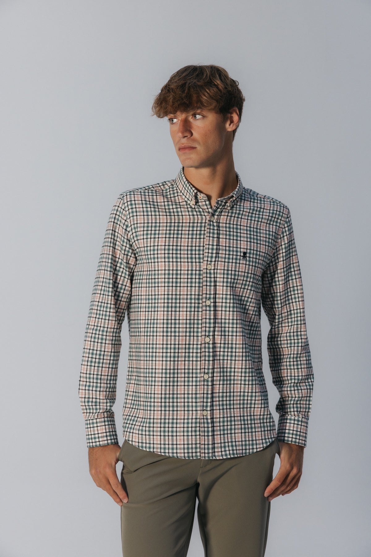 CAMISA CASUAL FRANELA PEINADA CUADRO MULTICOLOR