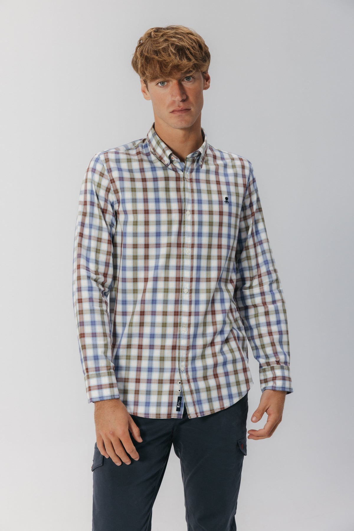 CAMISA CASUAL ESPIGA CUADRO MULTICOLOR