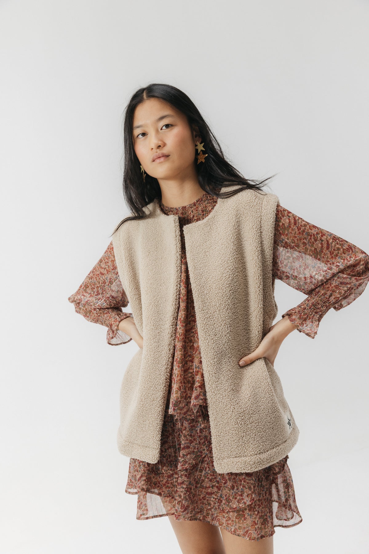 CHALECO TEEN BORREGUILLO BLANCO ROTO