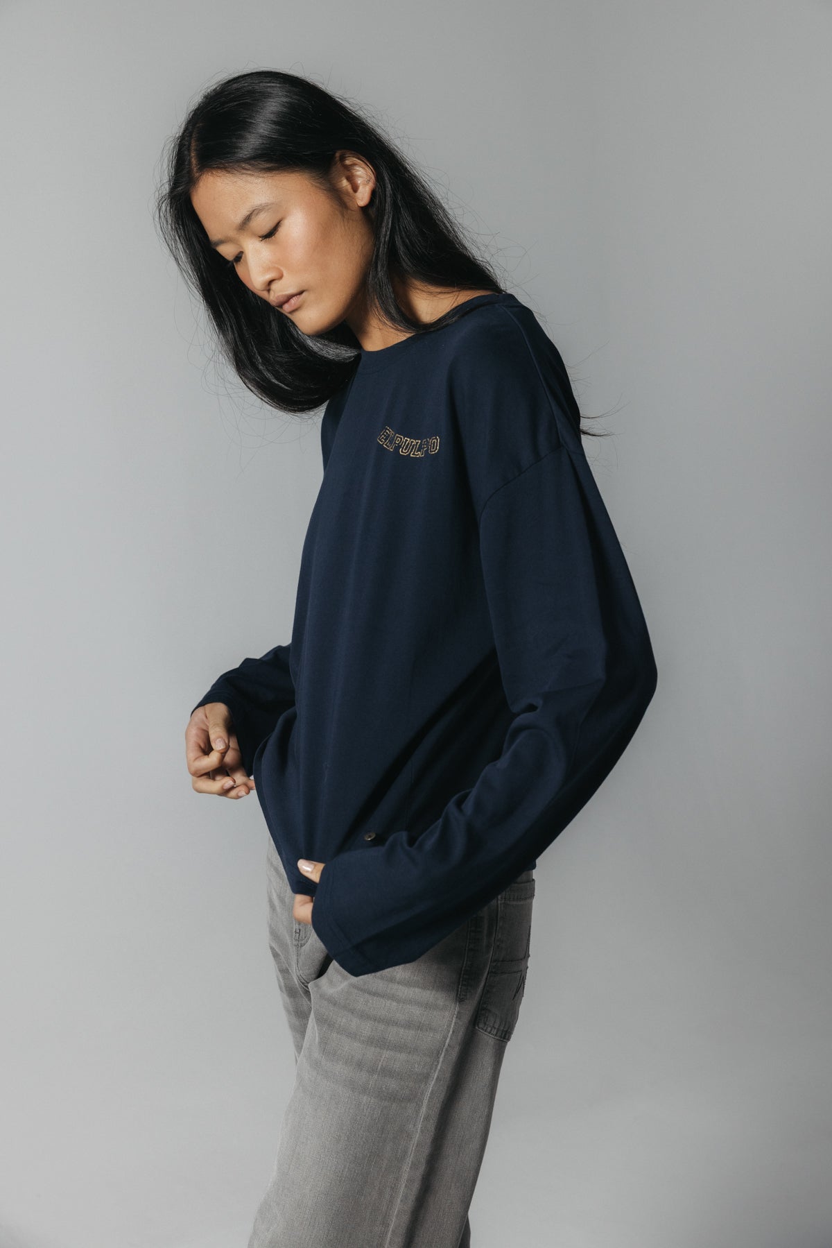 CAMISETA TEEN MANGA LARGA ESTAMPADO LOVE WINGS AZUL MARINO