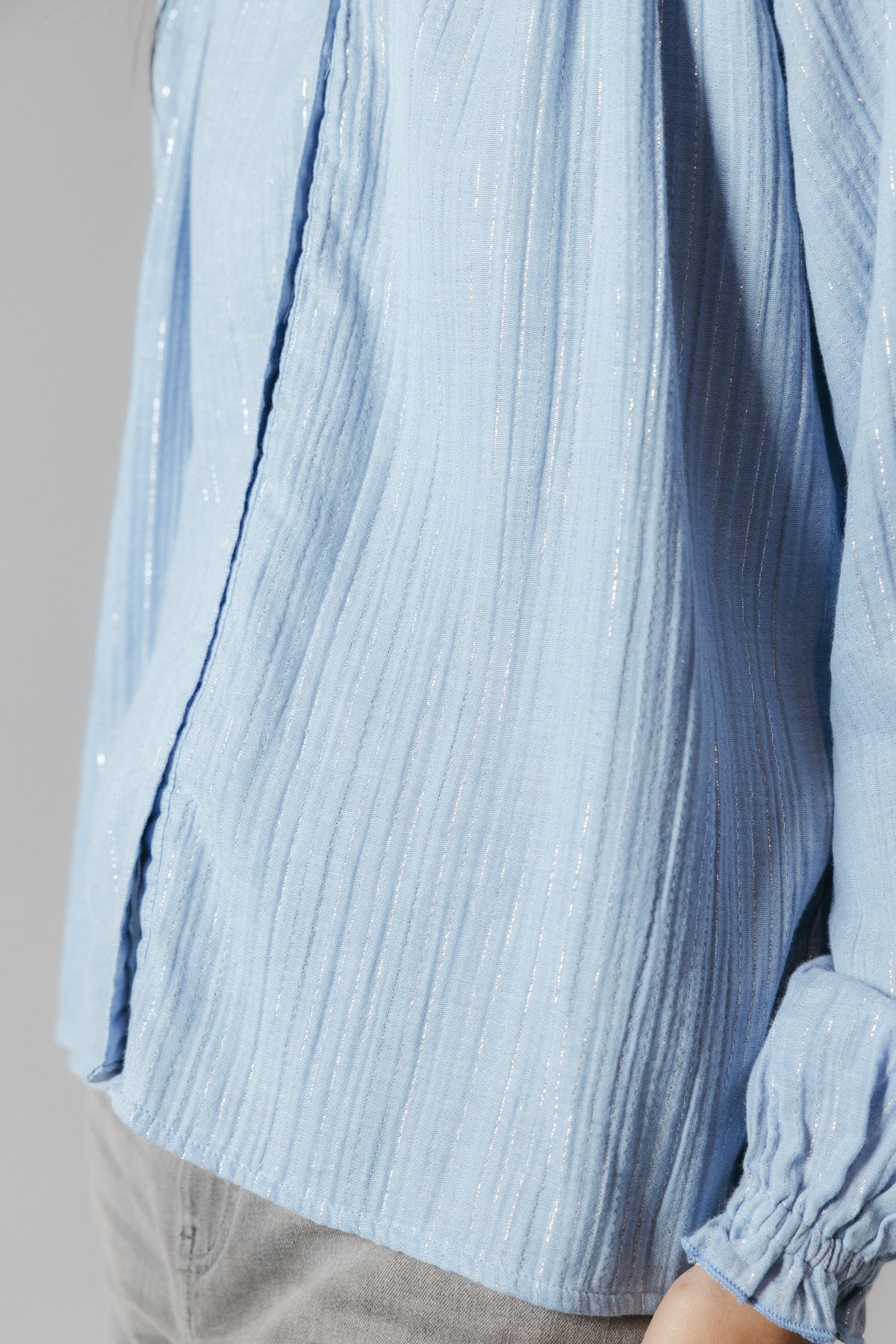 CAMISA TEEN GOMAS RAYAS LÚREX AZUL MEDIO