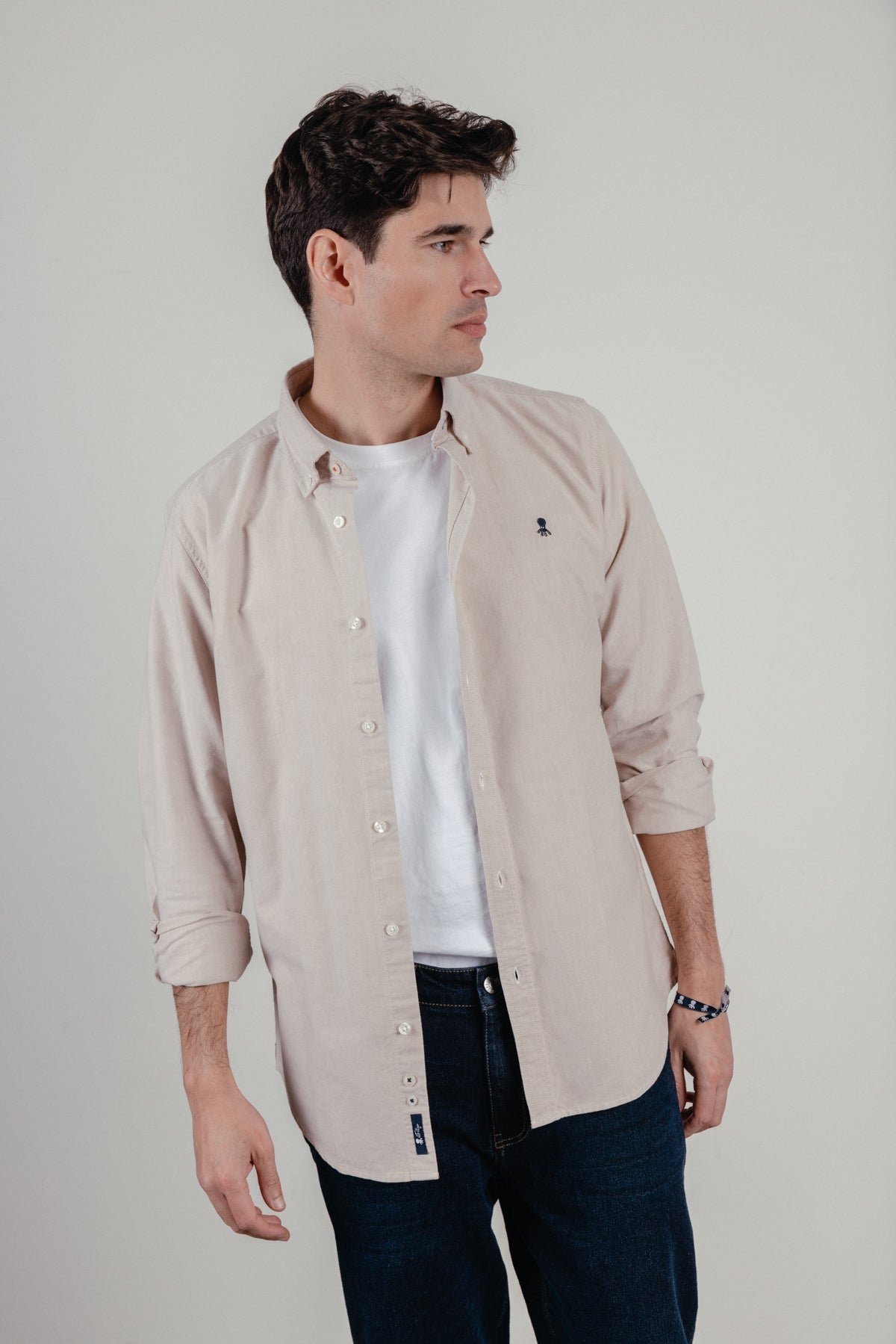 Camisa casual oxford marrón