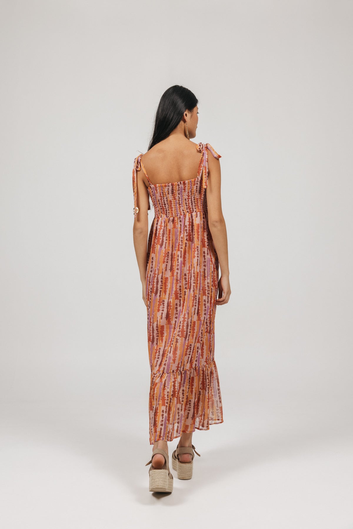 TEEN DRESS WITH MULTICOLOR LUREX STRIPES