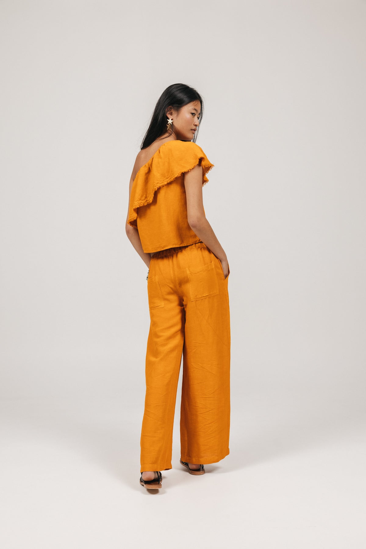 Blusa adolescente desfiada laranja Delavé