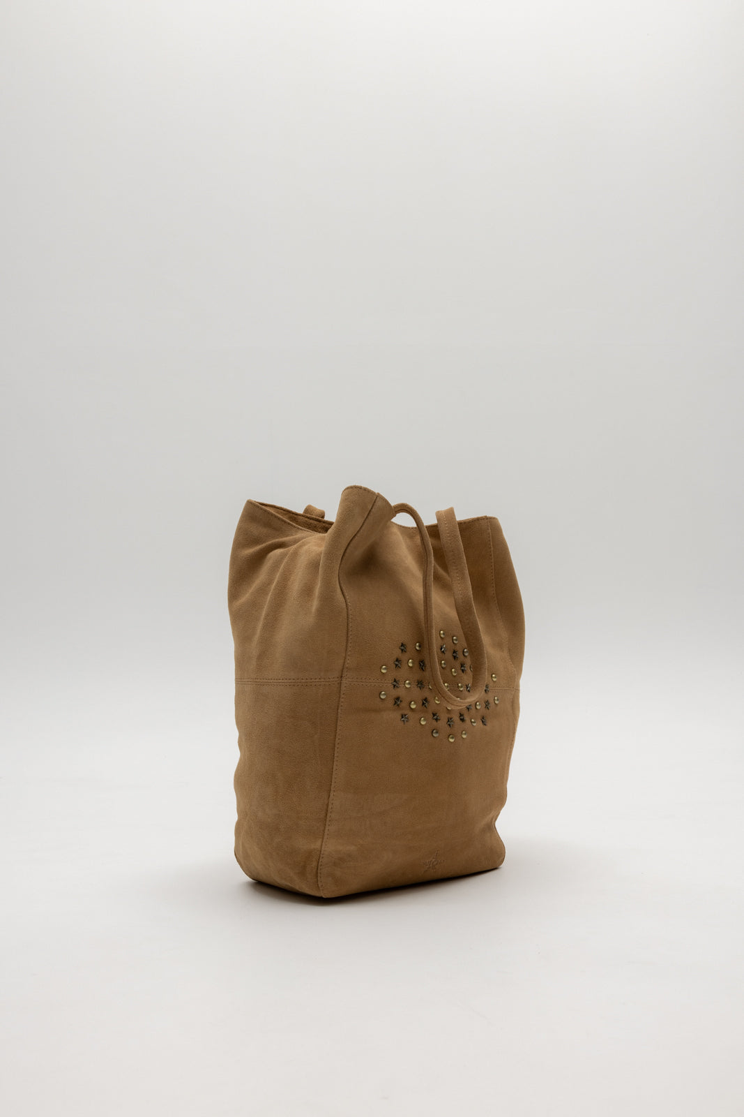 BOLSO SHOPPER PIEL TACHAS CAMEL