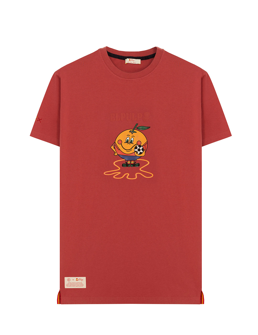 CAMISETA ESTAMPADO ELPULPO Y NARANJITO ROJO DELAVÉ