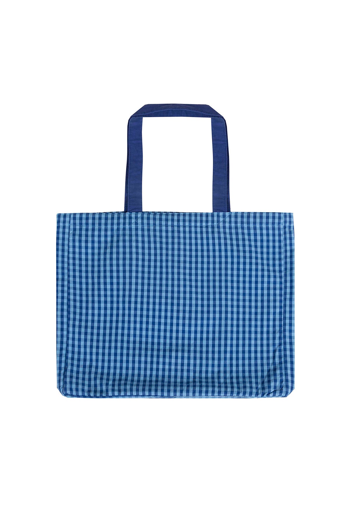 ELECTRIC BLUE VICHY CHECK TEEN TOTE BAG
