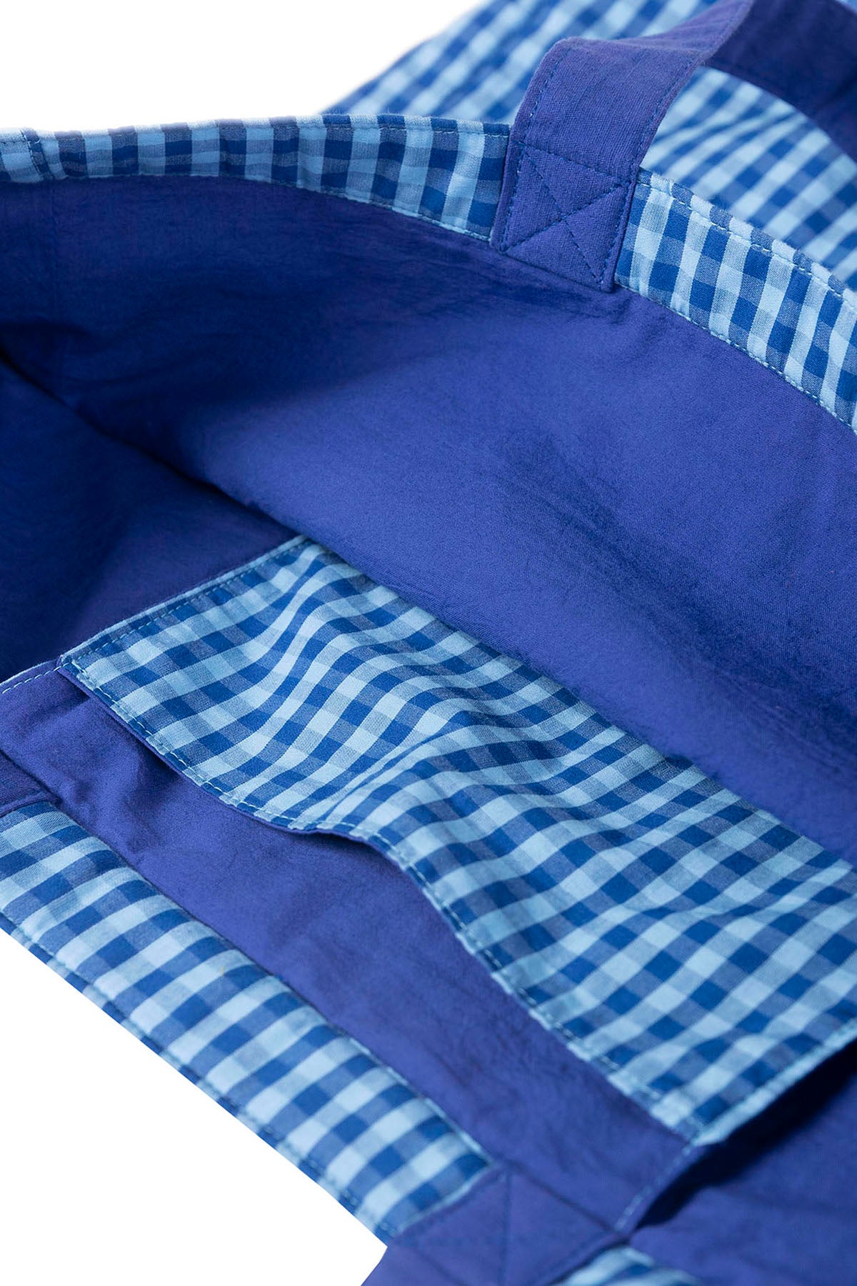 ELECTRIC BLUE VICHY CHECK TEEN TOTE BAG