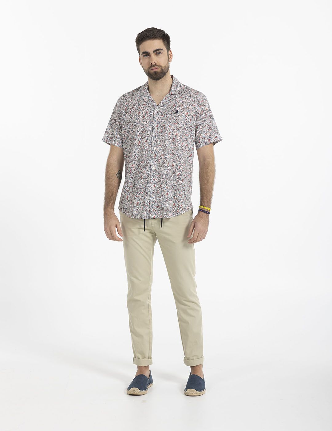 CAMISA COMBINED FLOWER SHORT SLEEVE GRIS VIGORÉ