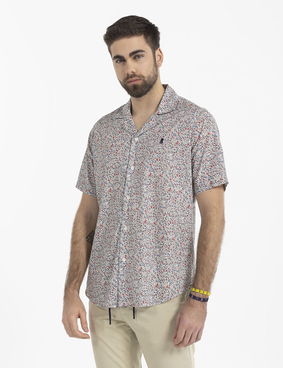 CAMISA COMBINED FLOWER SHORT SLEEVE GRIS VIGORÉ