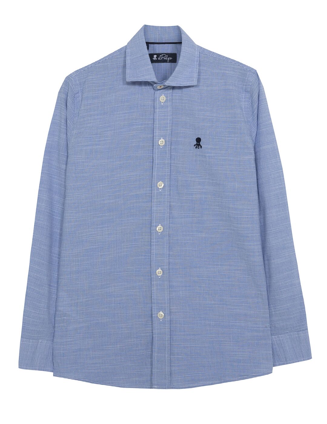 HOUNDSTOOTH BLUE BOYS SHIRT SKY BLUE