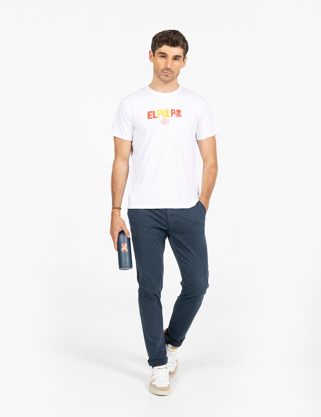 T-shirt com letras RFEF em branco puro