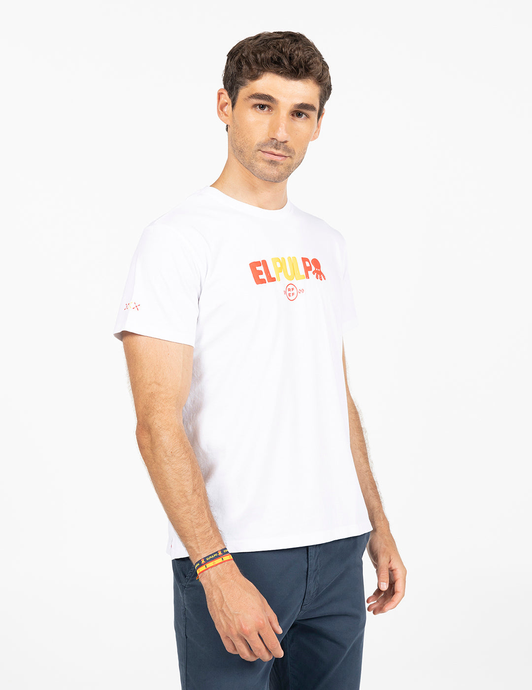 T-shirt com letras RFEF em branco puro
