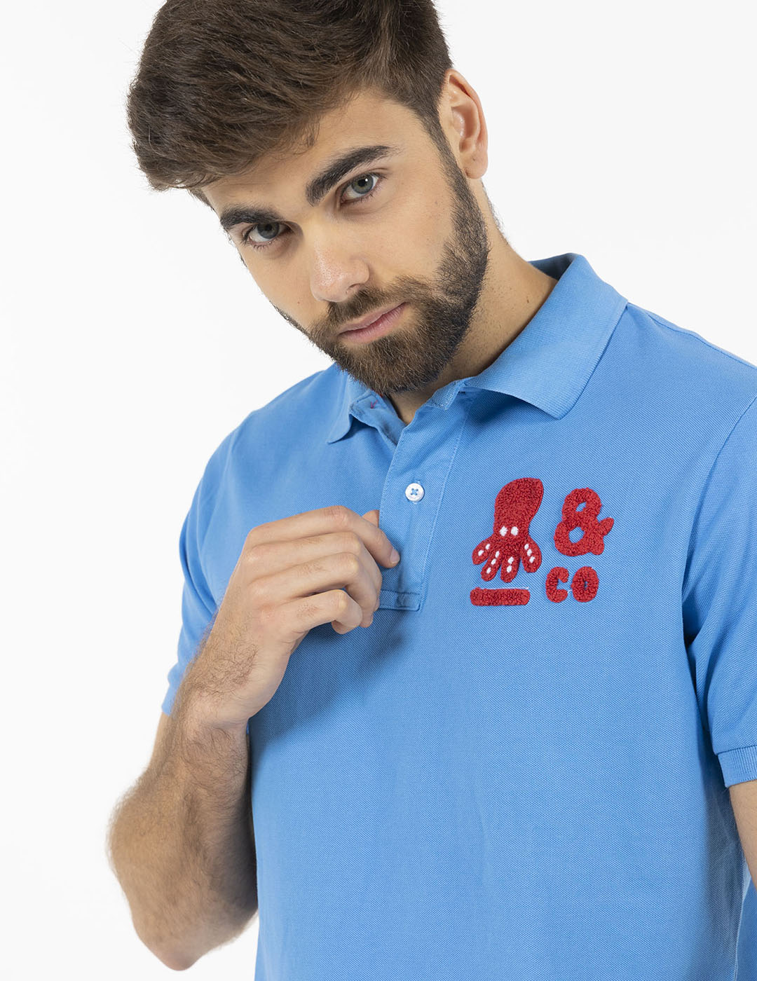 POLO PULPO & CO 2.0 AZUL MEDIO DELAVÉ