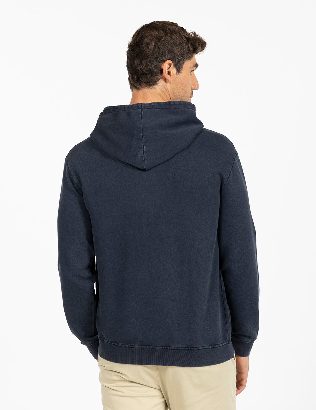 SWEATSHIRT COM CAPUZ DELAVÉ AZUL MARINHO COM LETRAS RFEF