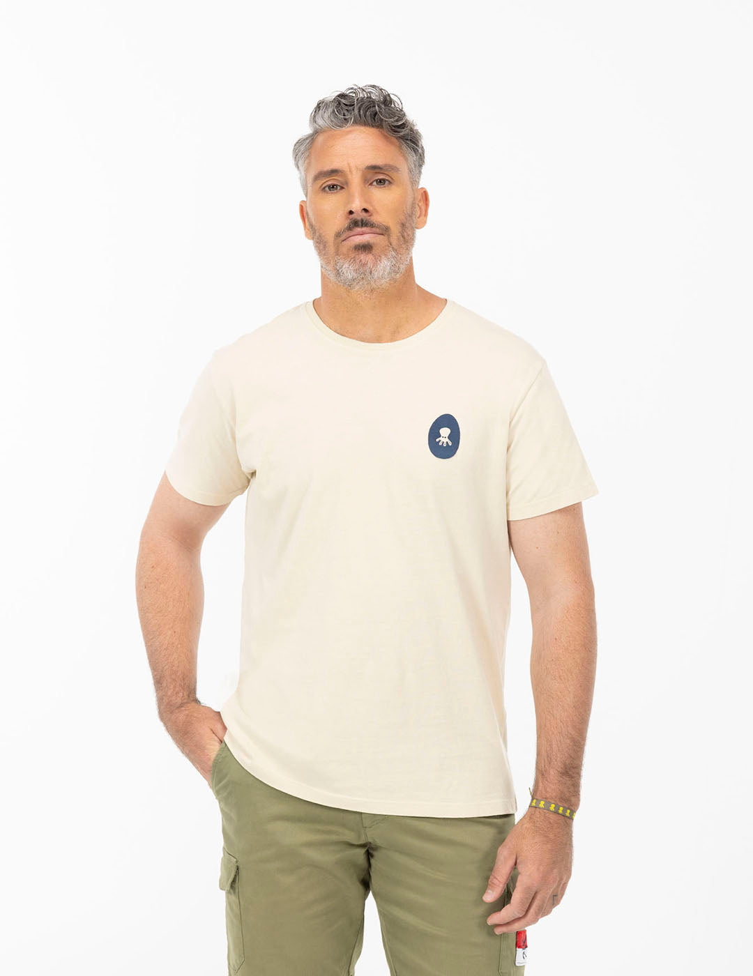 T-SHIRT BEGE COM ESTAMPA ALOHA