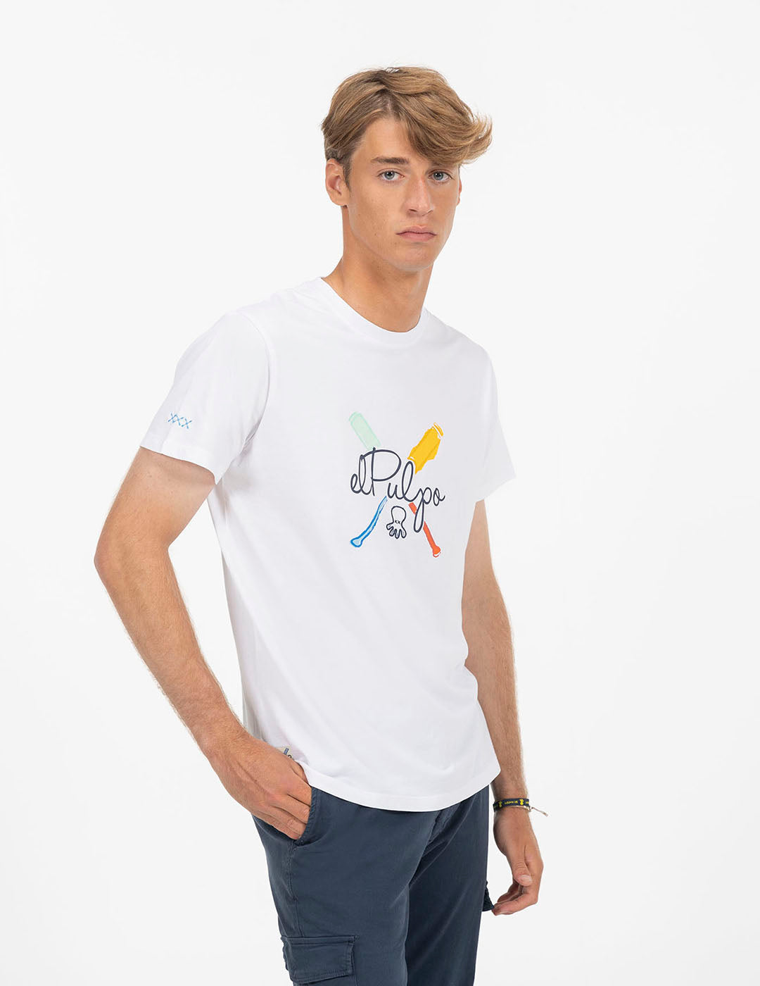 CAMISETA ESTAMPADO ACUARELA REMOS BLANCO PURO