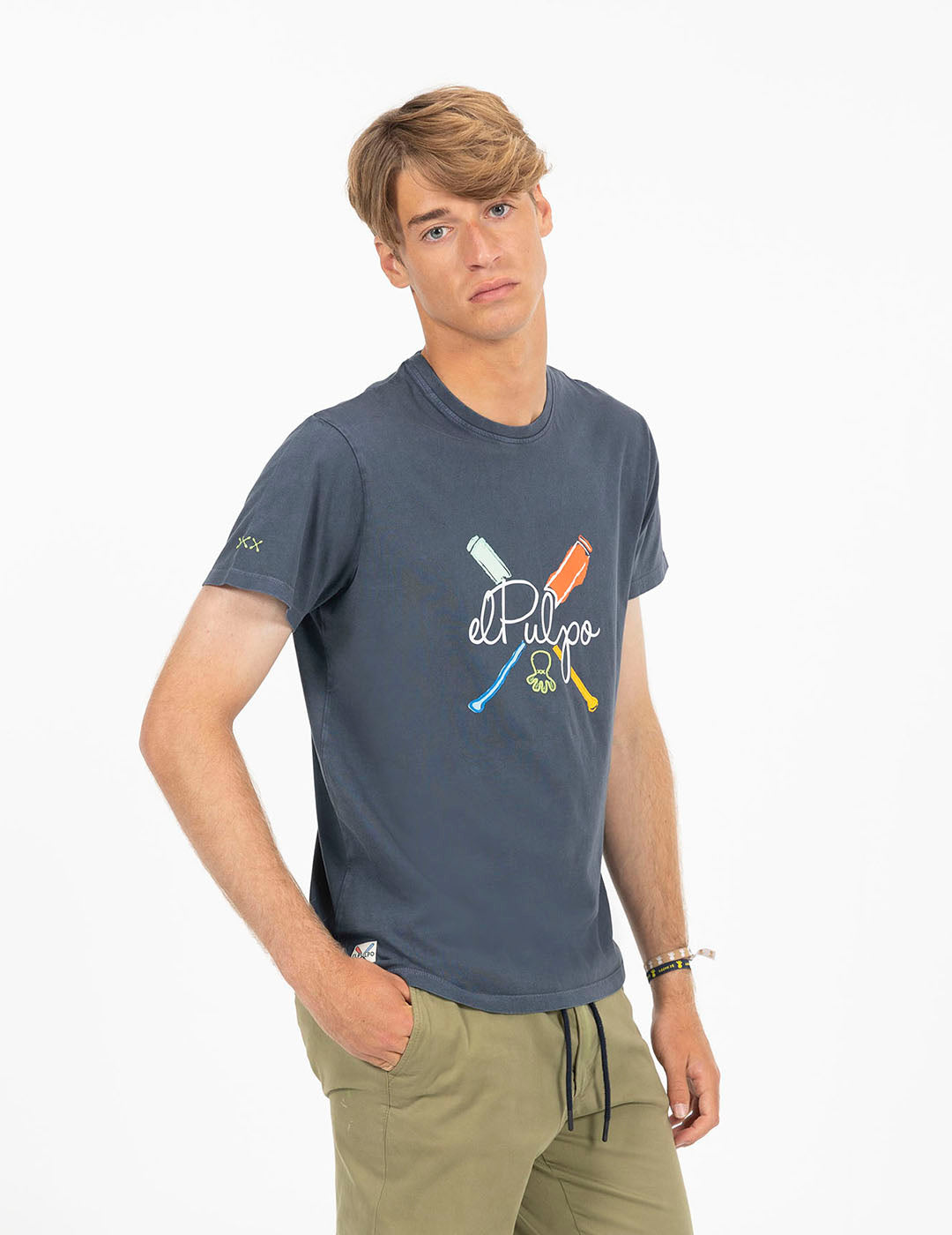 DELAVÉ NAVY BLUE OARS WATERCOLOUR PRINT T-SHIRT