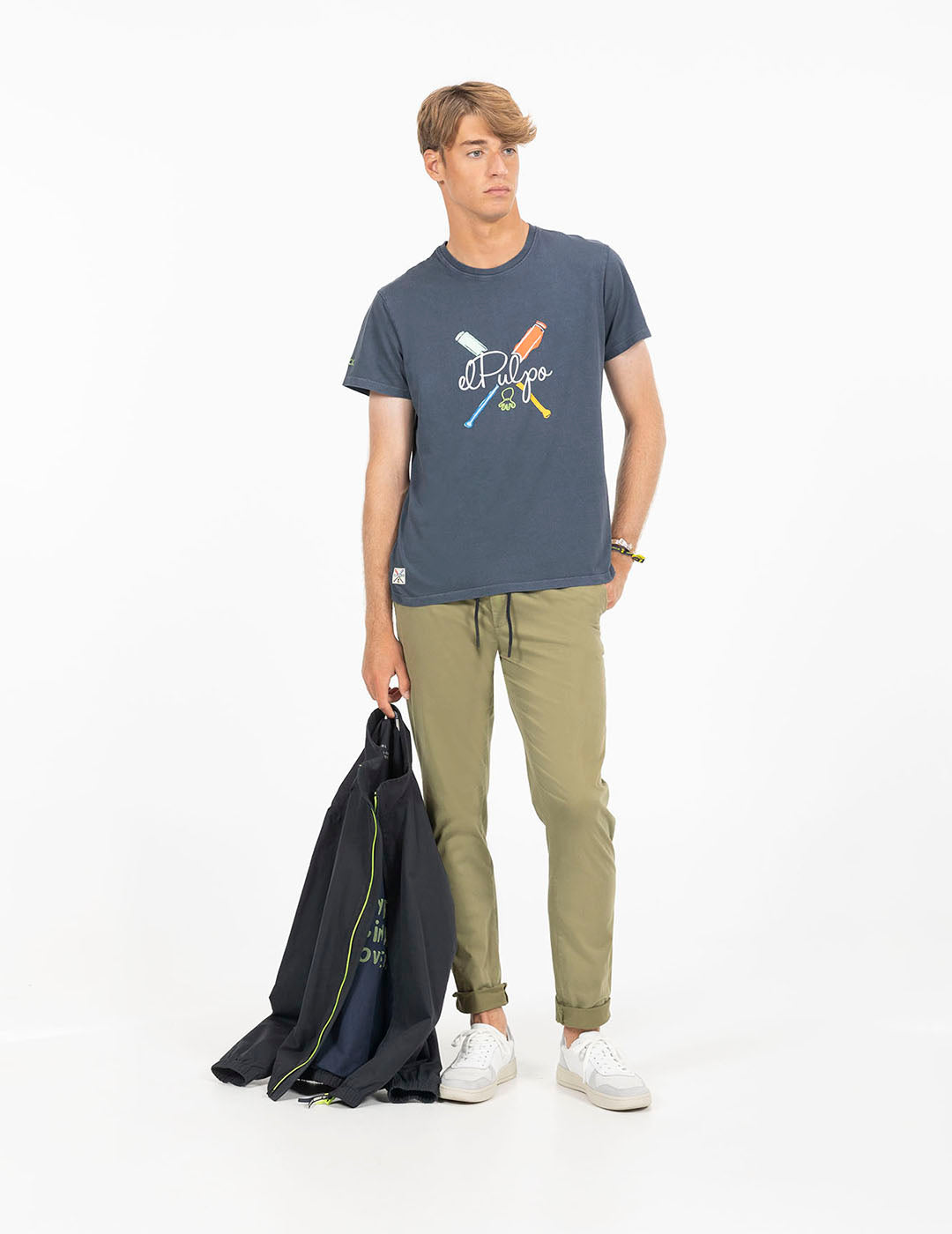 DELAVÉ NAVY BLUE OARS WATERCOLOUR PRINT T-SHIRT