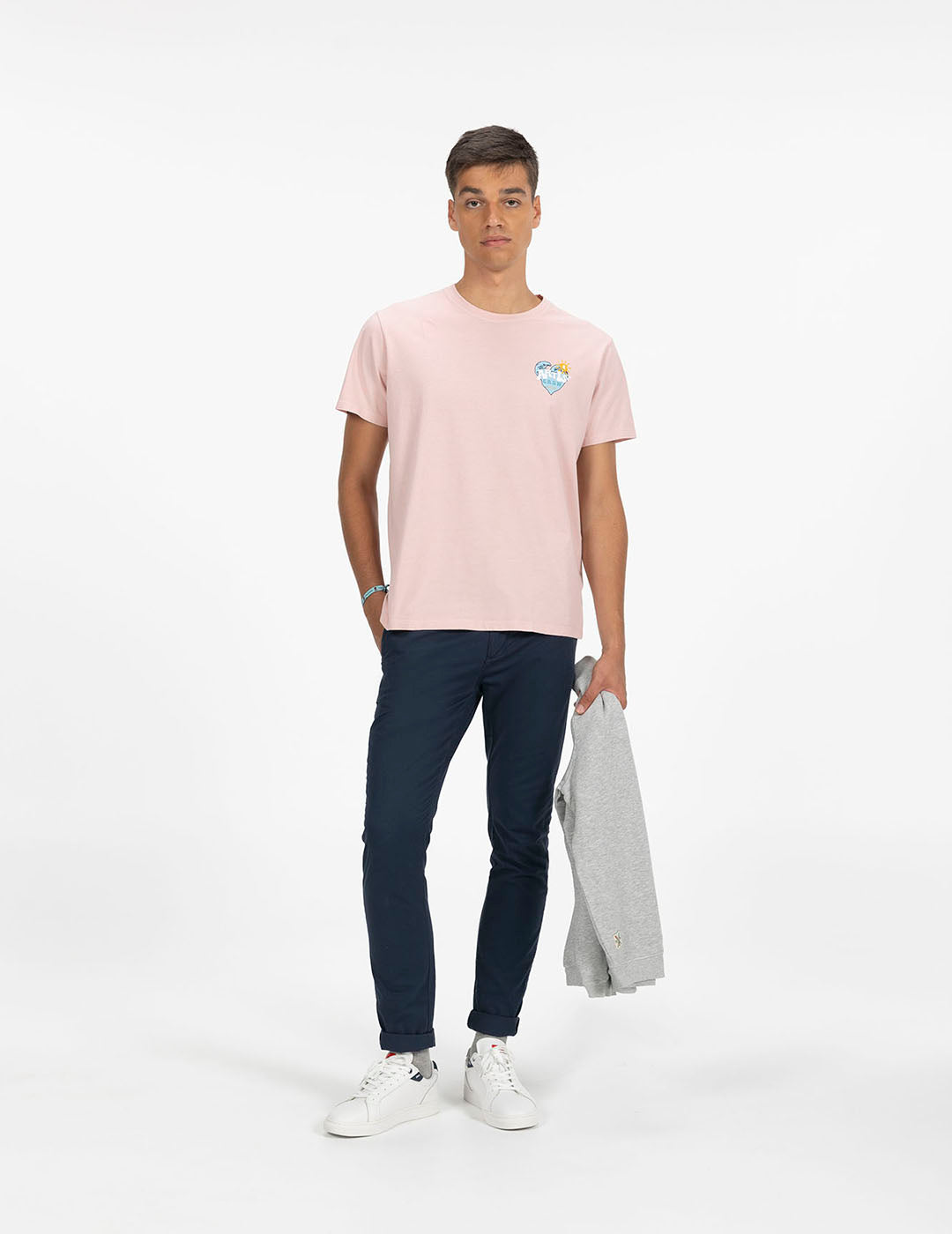 DELAVÉ PINK ATLANTIC HEART PRINT T-SHIRT