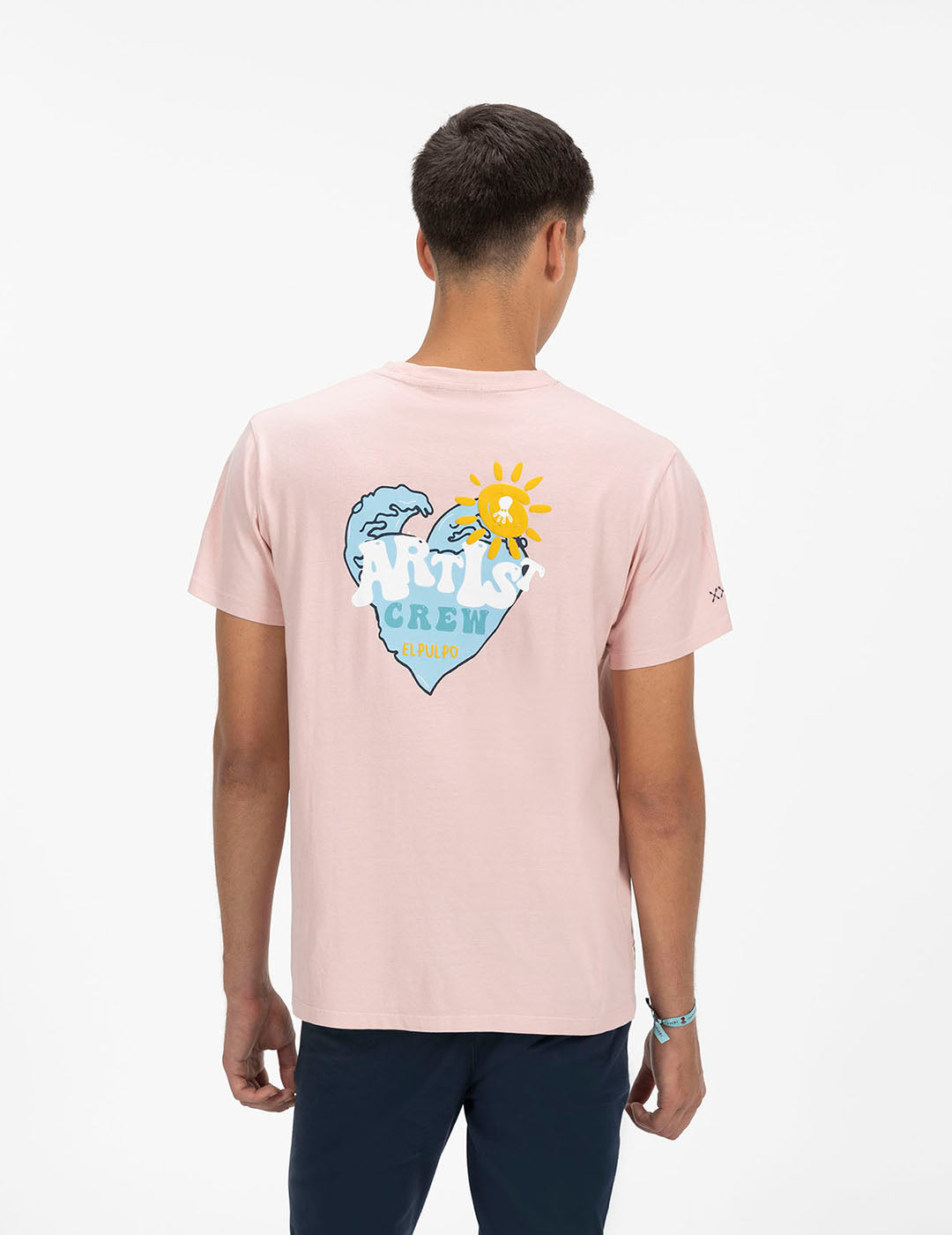 DELAVÉ PINK ATLANTIC HEART PRINT T-SHIRT