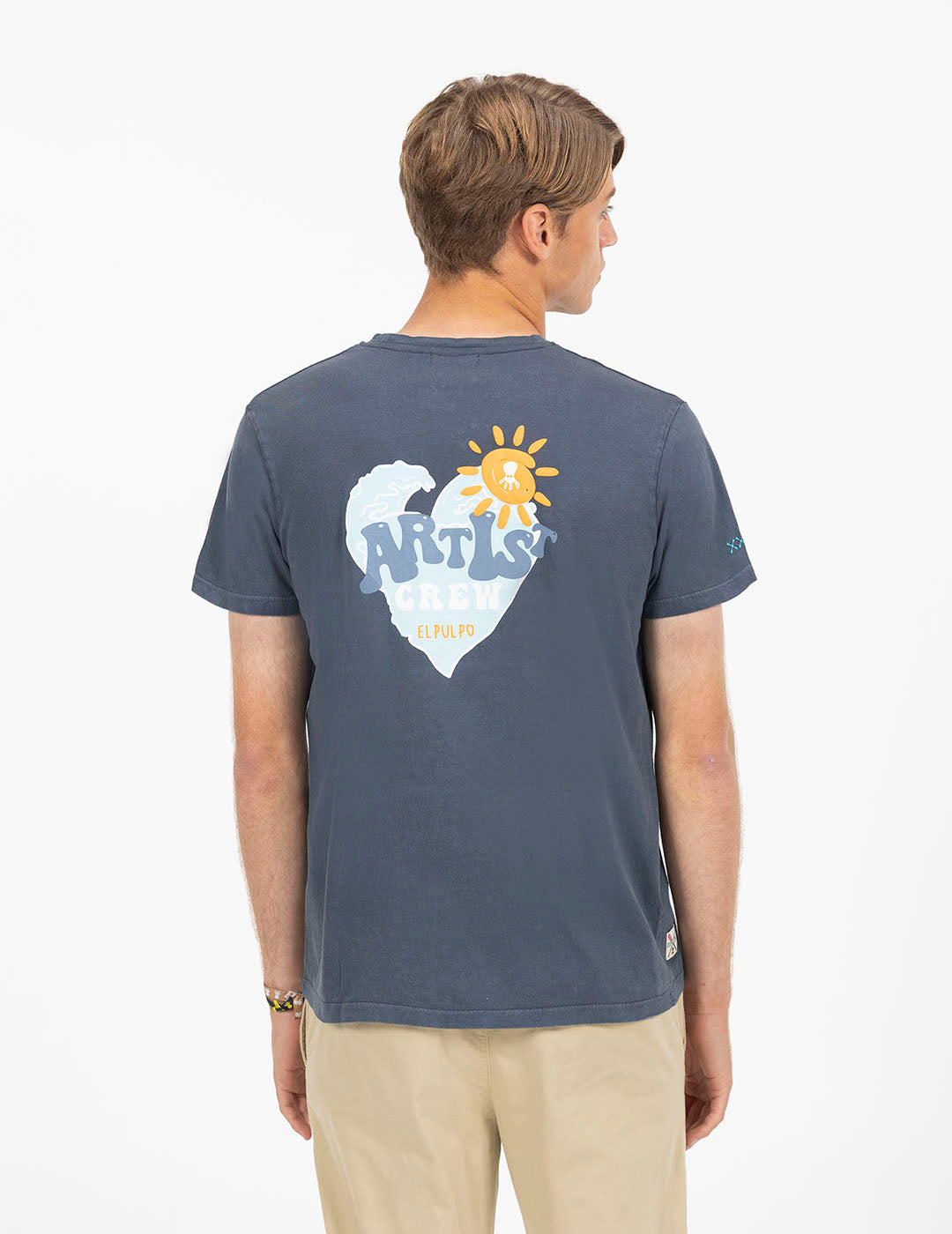 DELAVÉ NAVY BLUE ATLANTIC HEART PRINT T-SHIRT