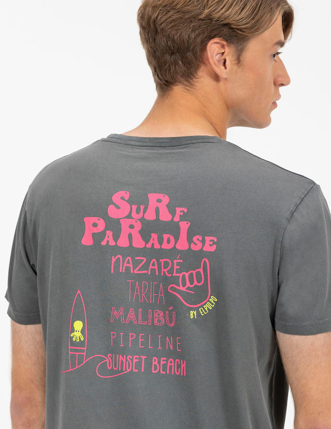 CAMISETA ESTAMPADO SURF PARADISE CARBÓN