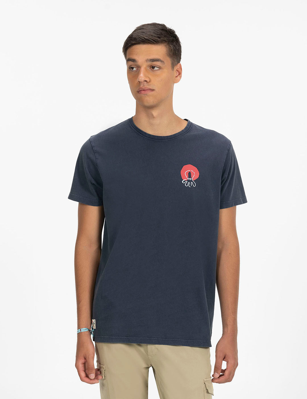 DELAVÉ NAVY BLUE WATERCOLOUR ESSENTIALS PRINT T-SHIRT