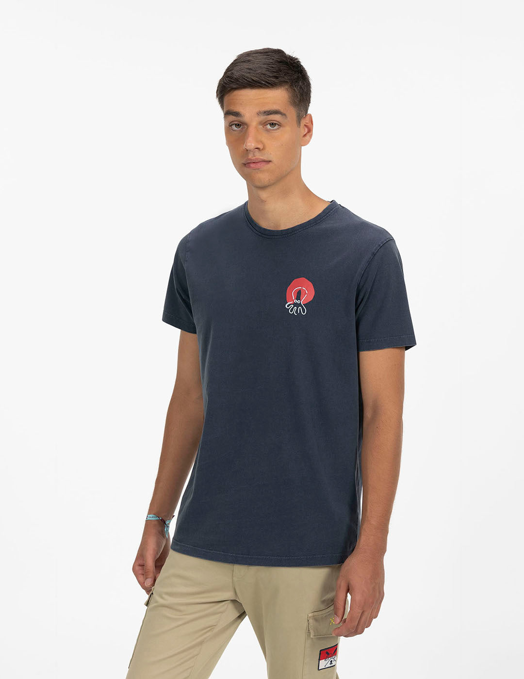 DELAVÉ NAVY BLUE WATERCOLOUR ESSENTIALS PRINT T-SHIRT