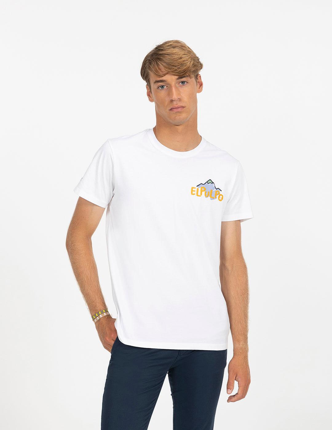 CAMISETA ESTAMPADO MONTAÑAS DIBUJADAS BLANCO PURO