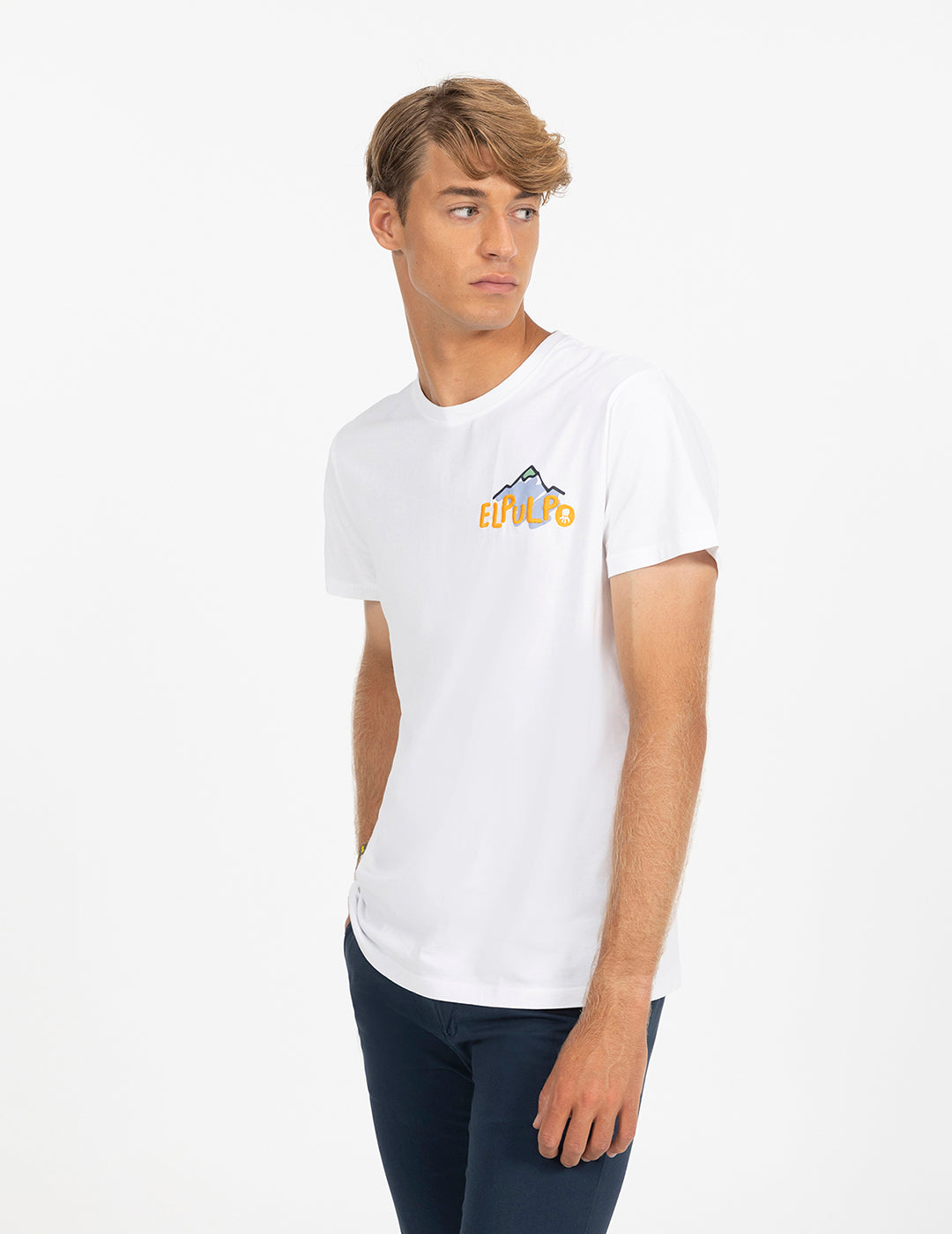 CAMISETA ESTAMPADO MONTAÑAS DIBUJADAS BLANCO PURO