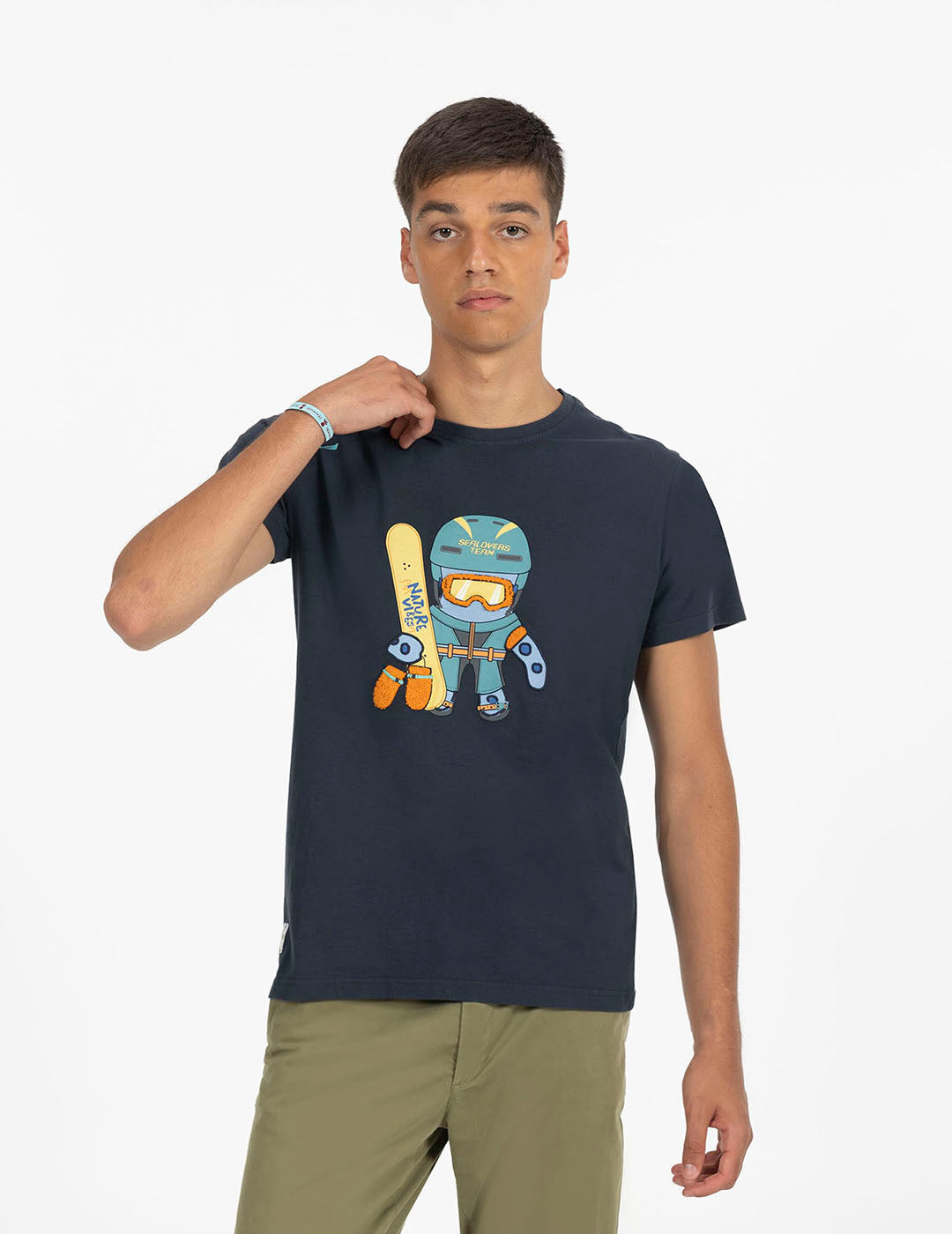 OCTOPUS SNOWBOARD PRINTED T-SHIRT NAVY BLUE