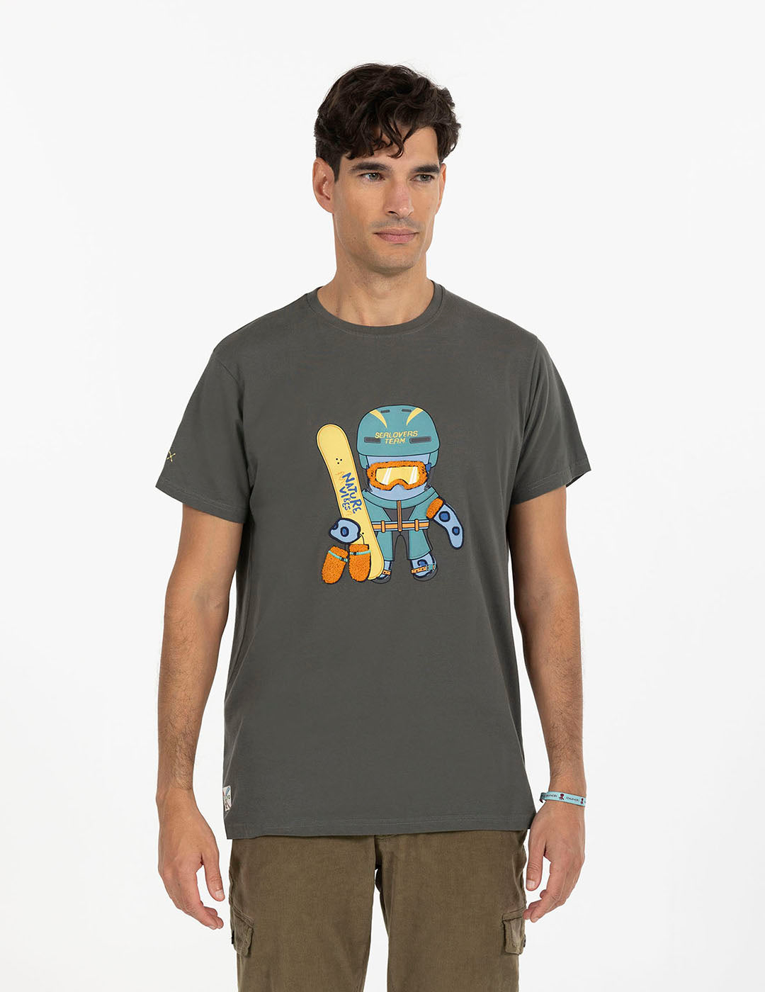 OCTOPUS SNOWBOARD CHARCOAL PRINT T-SHIRT