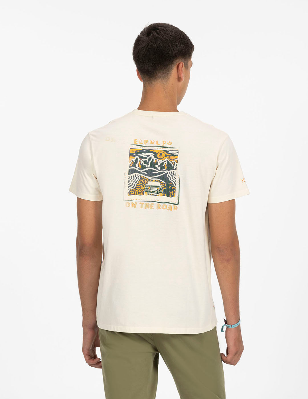 CAMISETA ESTAMPADO ON THE ROAD BLANCO ROTO