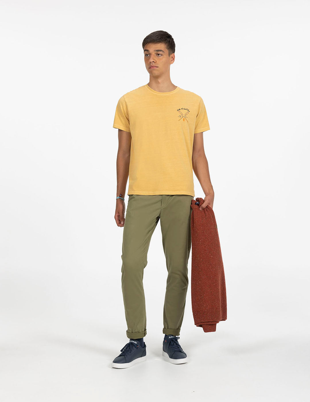 DELAVÉ MUSTARD ETHNIC OARS PRINT T-SHIRT