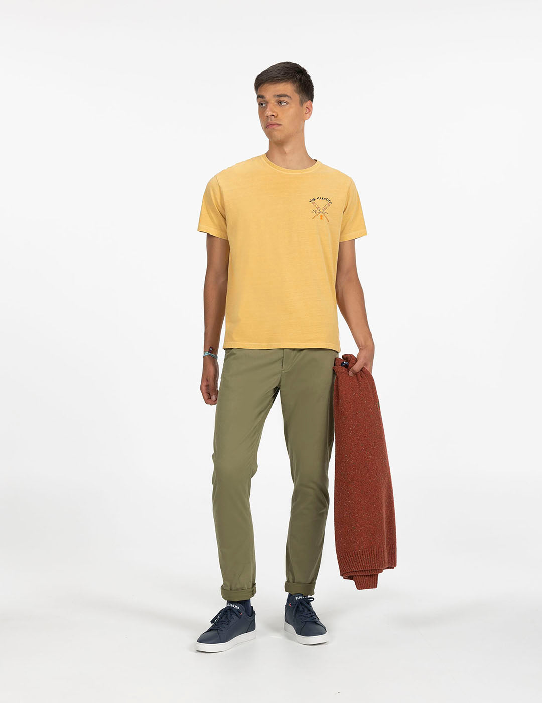 DELAVÉ MUSTARD ETHNIC OARS PRINT T-SHIRT