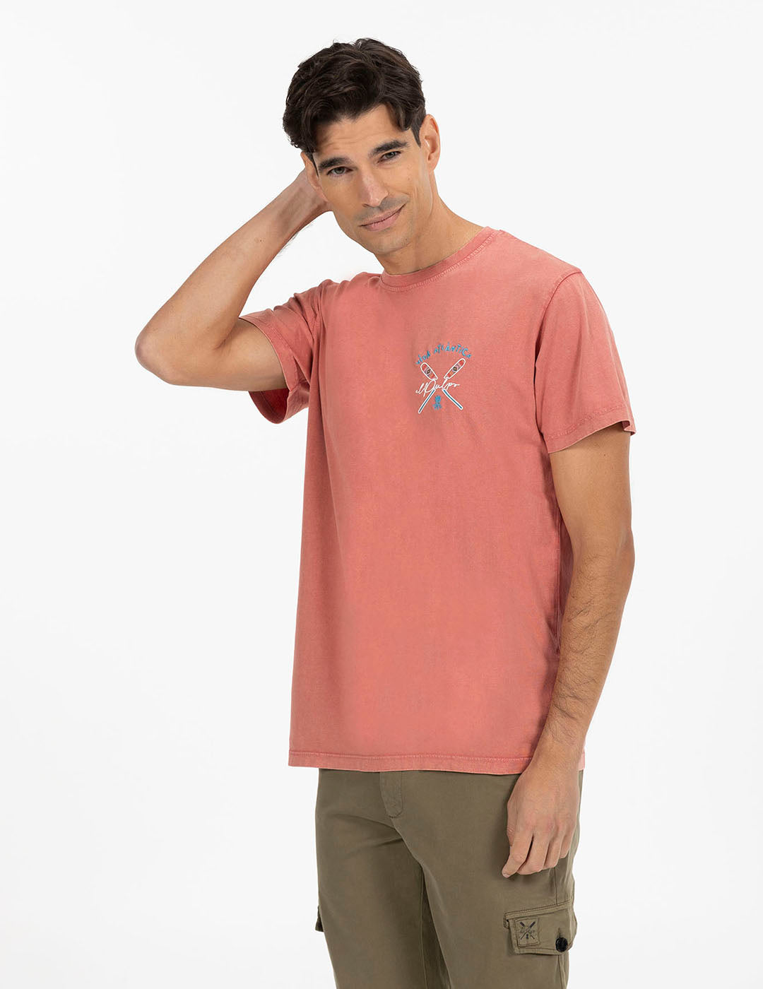 CAMISETA ESTAMPADO REMOS ÉTNICOS ROSA FLAMINGO