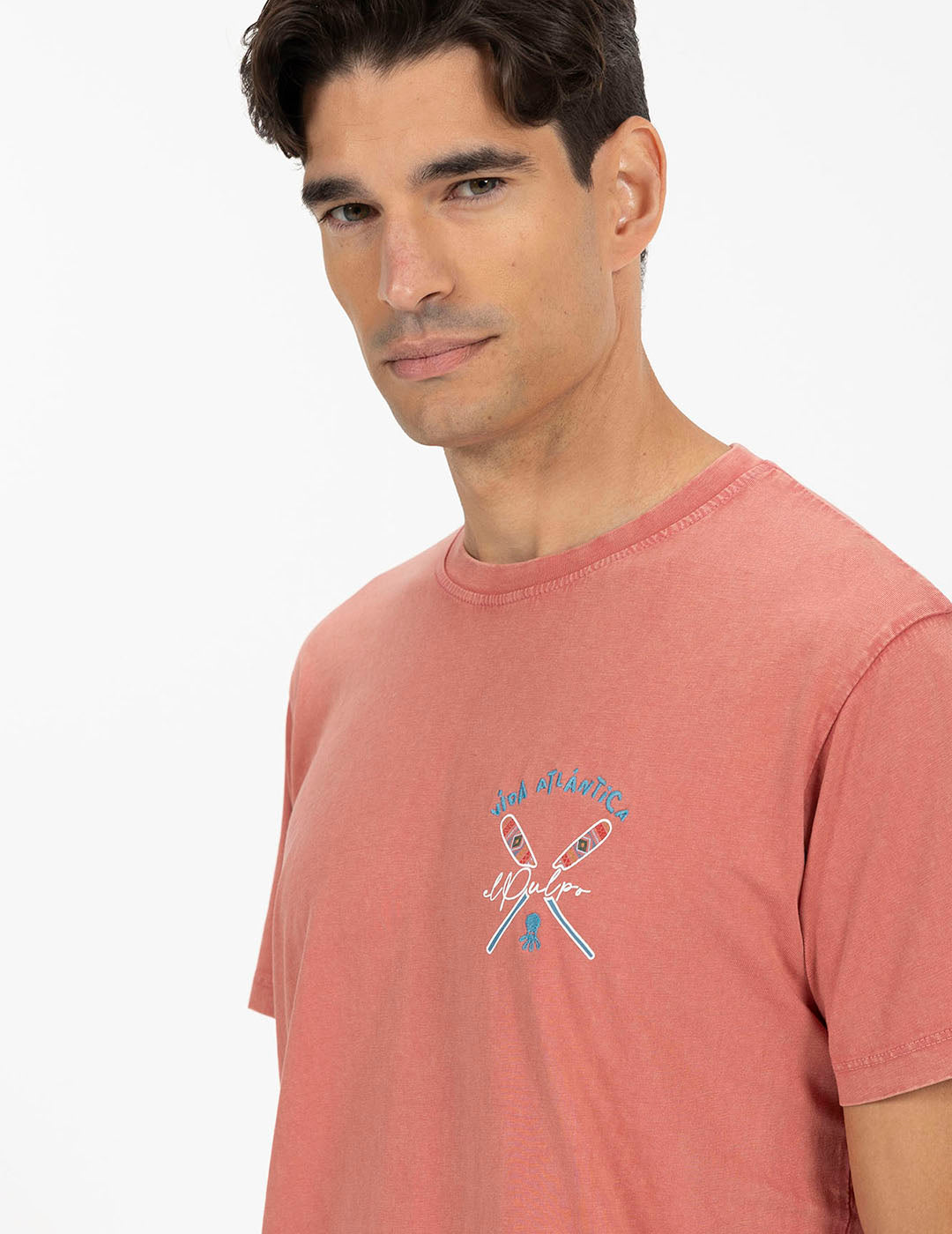 PINK FLAMINGO ETHNIC OARS PRINT T-SHIRT