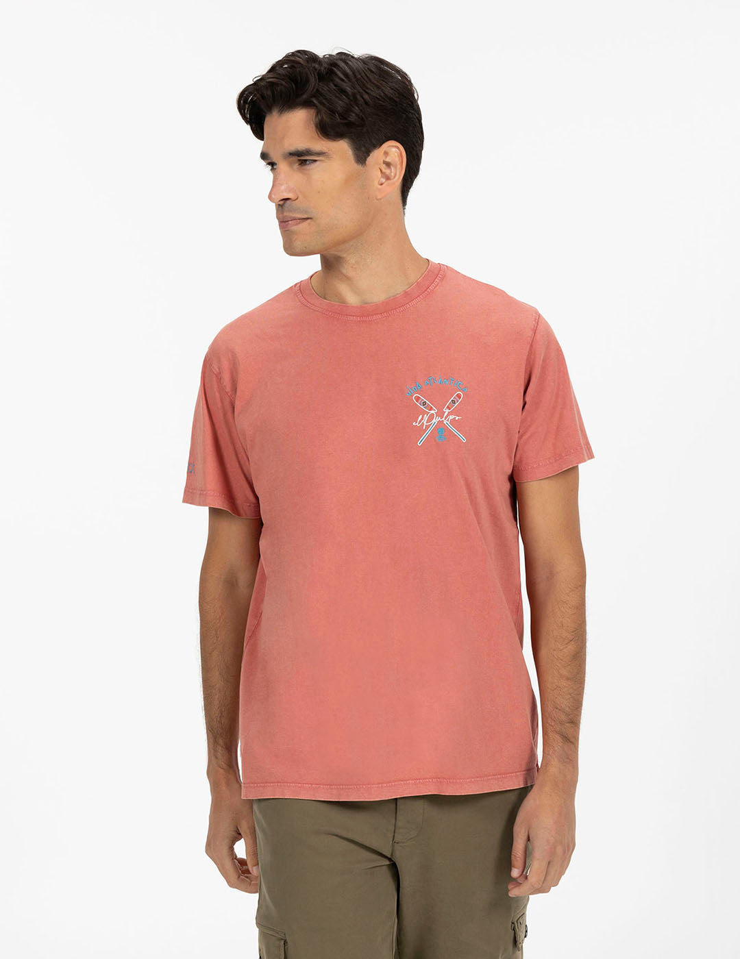 CAMISETA ESTAMPADO REMOS ÉTNICOS ROSA FLAMINGO