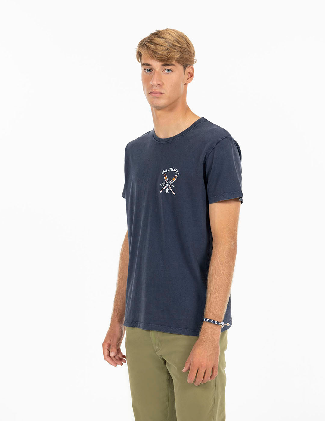 DELAVÉ NAVY BLUE ETHNIC OARS PRINT T-SHIRT